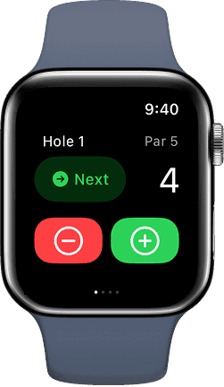 TrueRound Apple Watch App tracking a round on the second hole